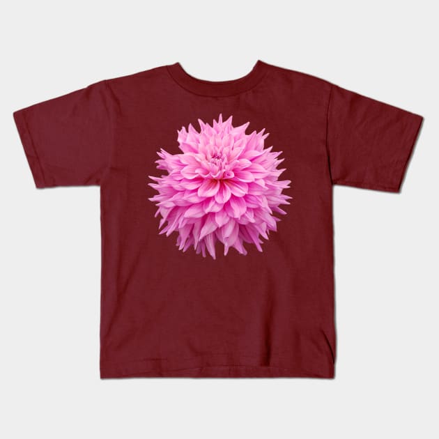 Pink Ball Dahlia Flower Kids T-Shirt by ellenhenryart